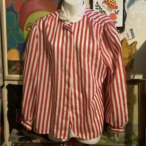 Vintage Red and White Striped Blouse